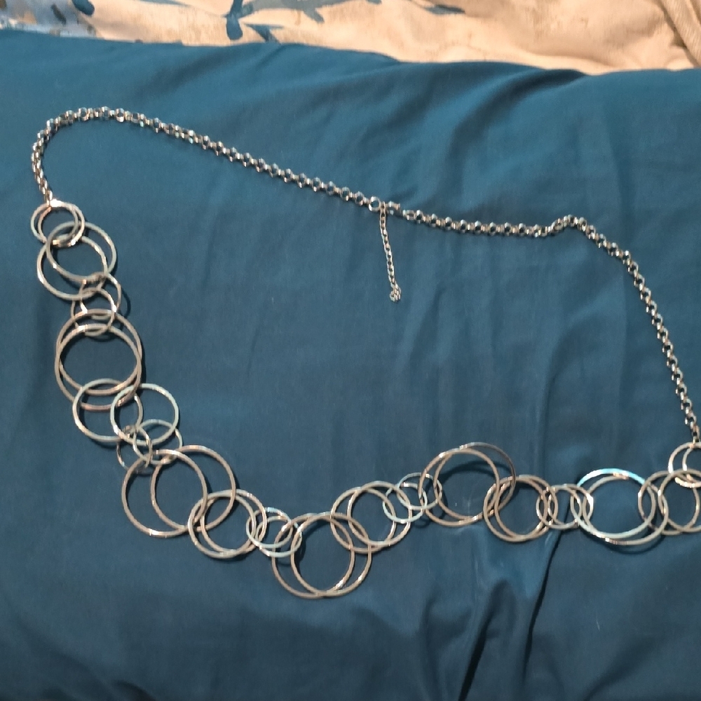 Elegant Silver Circle Link Belt